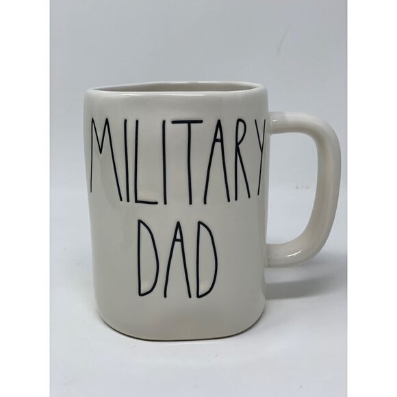 Rae Dunn MILITARY DAD Mug Large Coffee Cup Ceramic Magenta LL Farmhouse Gift Whi - Picture 8 of 8